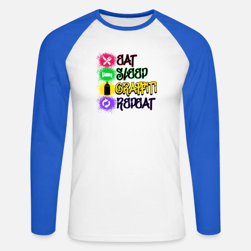 Graffiti Statement Sprayer Spraydose Kunst - Unisex Baseballshirt langarm - Weiß/Royalblau