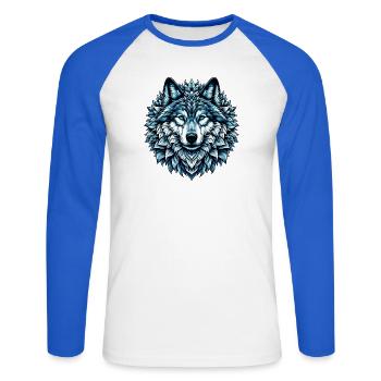 Wolf - Unisex Long Sleeve Baseball T-Shirt - white/royal blue - Front - Nik (191cm)