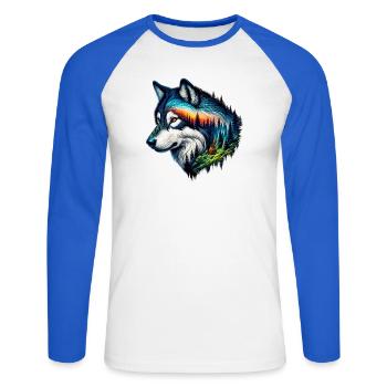 Loup - T-shirt baseball manches longues Homme - blanc/bleu royal - Devant - Nik (191cm)
