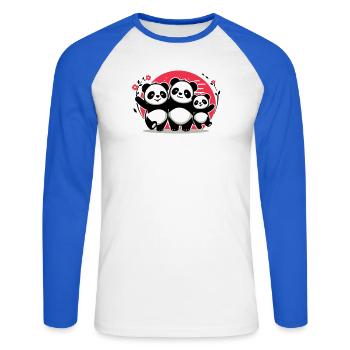 Pandas Family - 1 Elternteil 2 Kinder - Unisex Baseballshirt langarm - Weiß/Royalblau - Vorne - Nik (191cm)