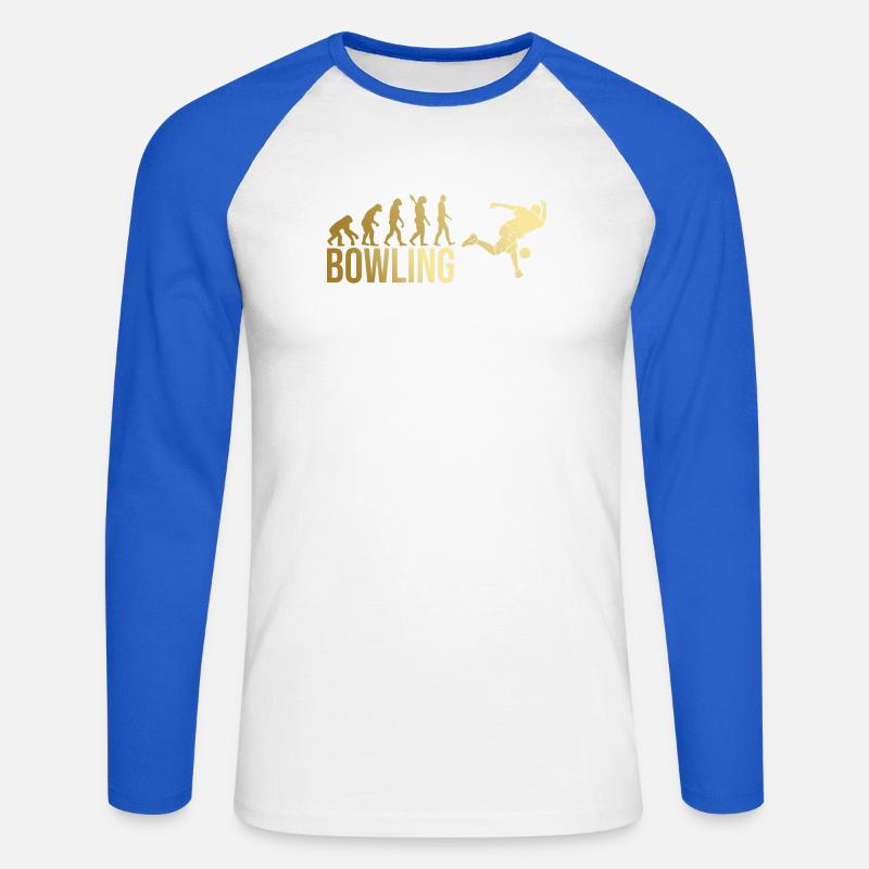 Evolution Bowling - Unisex Baseballshirt langarm - Weiß/Royalblau