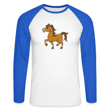 Brauner - Unisex Baseballshirt langarm - Weiß/Royalblau - Vorne - Nik (191cm)