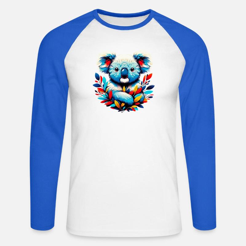 Koala - Unisex Baseballshirt langarm - Weiß/Royalblau