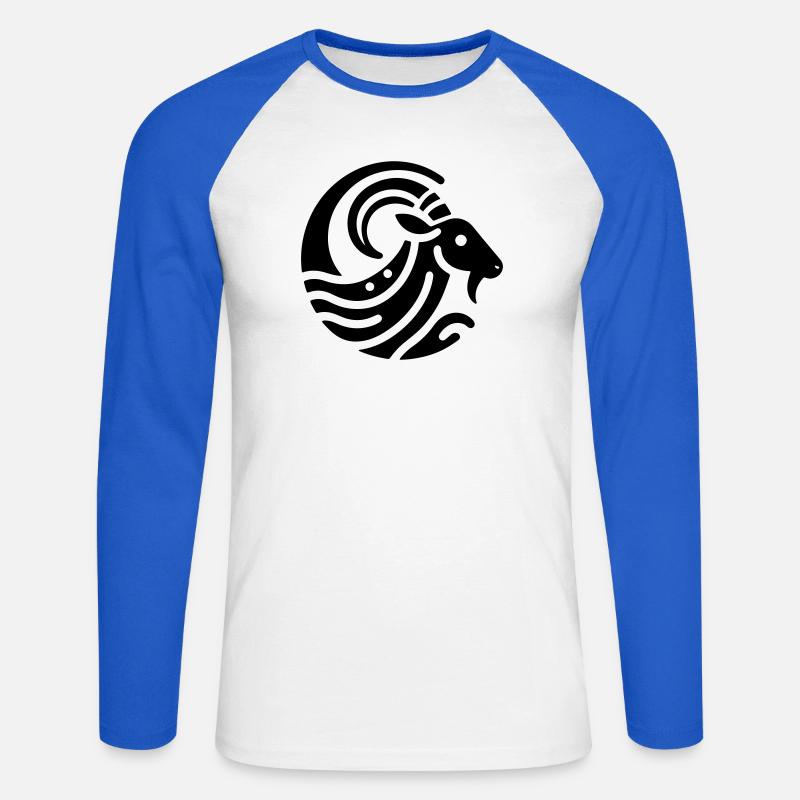 Widder 2 - Unisex Baseballshirt langarm - Weiß/Royalblau