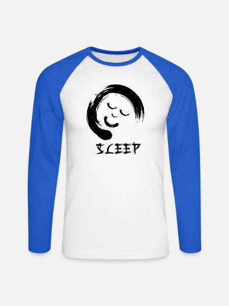Enzo zen smiley Ensie Schlaf - Unisex Baseballshirt langarm - Weiß/Royalblau
