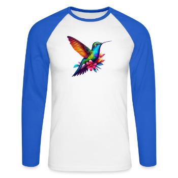 Kolibri - Unisex Baseballshirt langarm - Weiß/Royalblau - Vorne - Nik (191cm)