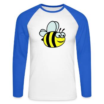 Dessin animé joyeux de l’abeille jaune - T-shirt baseball manches longues Homme - blanc/bleu royal - Devant - Nik (191cm)