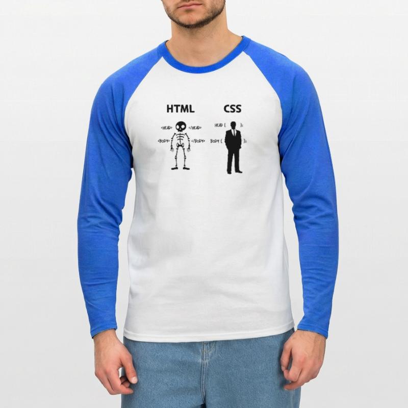 Développeur Programmeur Coden Code de script CSS T-shirt baseball manches longues Homme