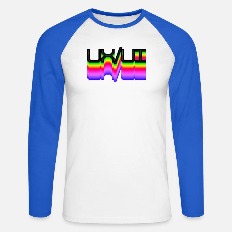 Code Développeur Scripting Dev Geek Geek - T-shirt baseball manches longues Homme - blanc/bleu royal