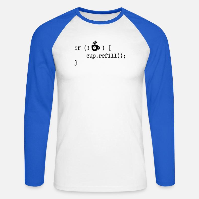 Développeur Programmeur Code Débogage Développeur Web - T-shirt baseball manches longues Homme - blanc/bleu royal