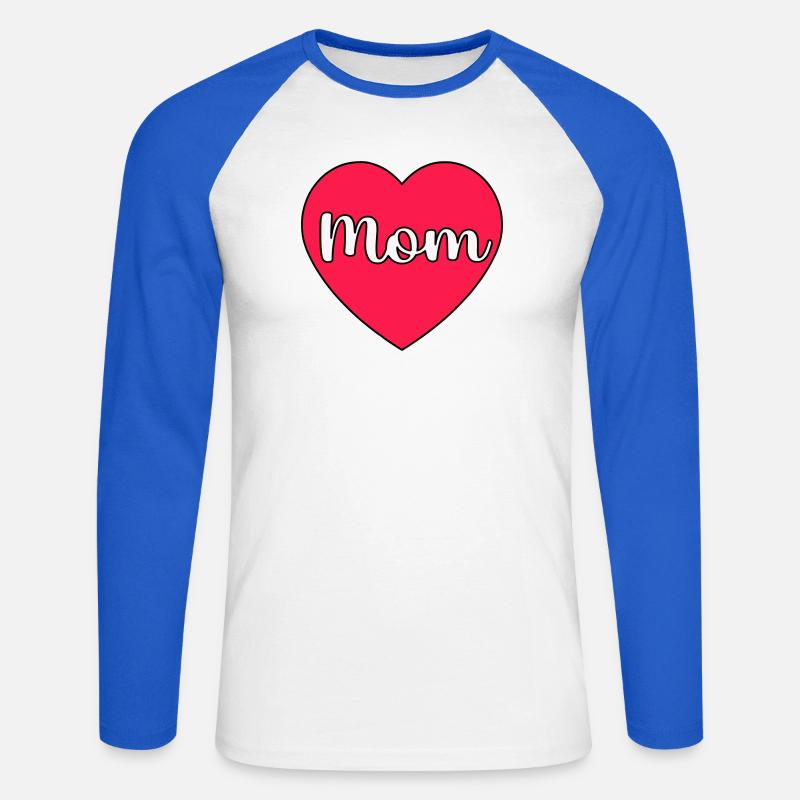 Mama Herz - Unisex Baseballshirt langarm - Weiß/Royalblau