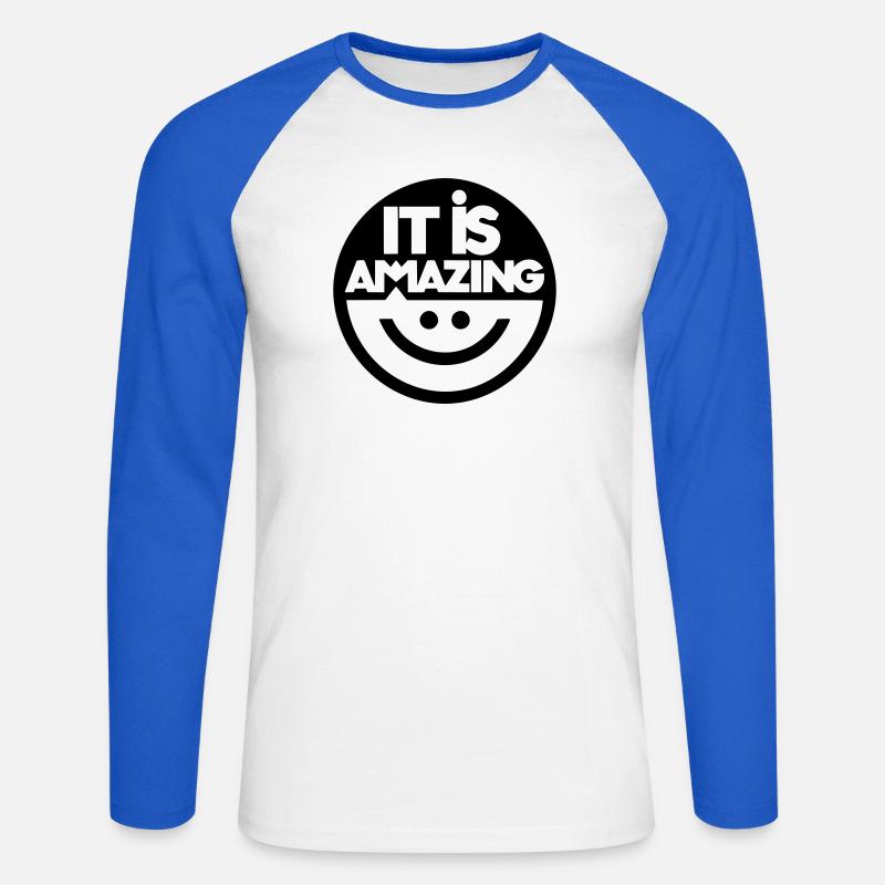 Verblüffend - Unisex Baseballshirt langarm - Weiß/Royalblau