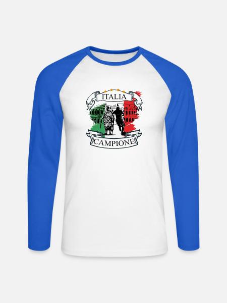 Italien Fußball Campione - Unisex Baseballshirt langarm - Weiß/Royalblau