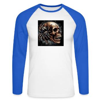 Skull and Spider - Unisex Long Sleeve Baseball T-Shirt - white/royal blue - Front - Nik (191cm)