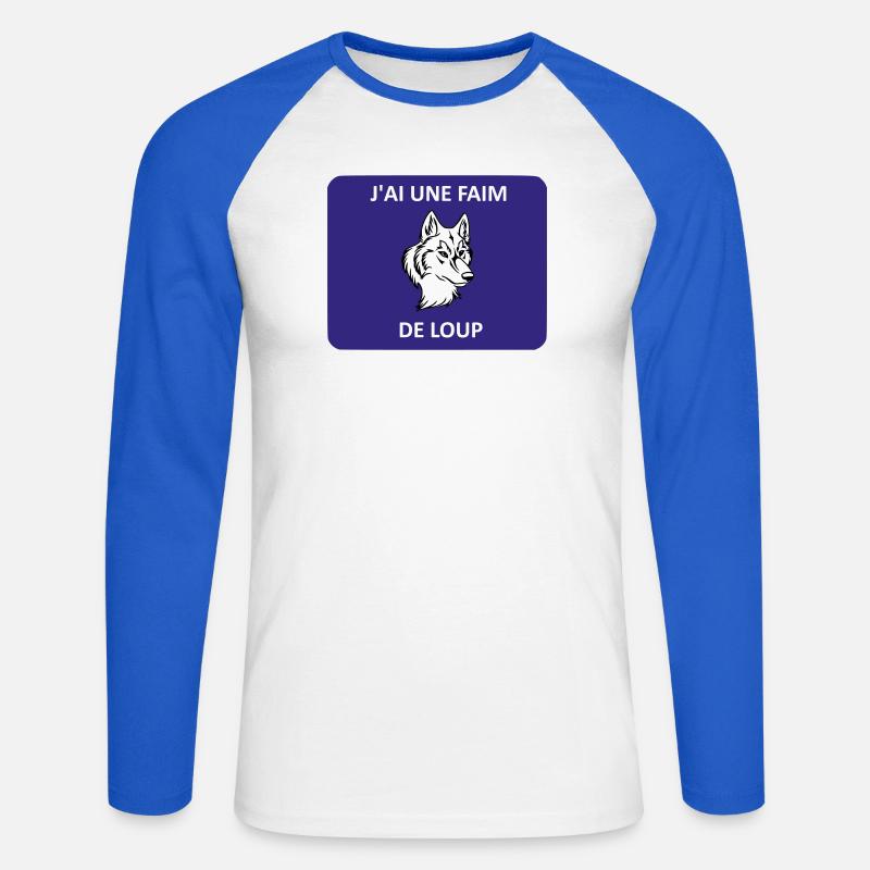 Ich bin hungrig wie ein Wolf - Unisex Baseballshirt langarm - Weiß/Royalblau