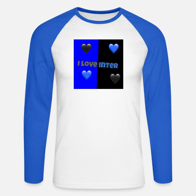 i love inter - Maglia da baseball a manica lunga da uomo - bianco/blu royal