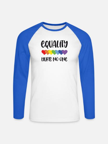 LGBT Pride Month - Ligestilling skader ingen - Langærmet herre-baseballshirt - hvid/kongeblå
