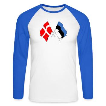 Flag Denmark flag Estonia - Unisex Long Sleeve Baseball T-Shirt - white/royal blue - Front - Nik (191cm)