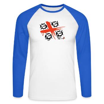 4 Mori Spray - Unisex Long Sleeve Baseball T-Shirt - white/royal blue - Front - Nik (191cm)