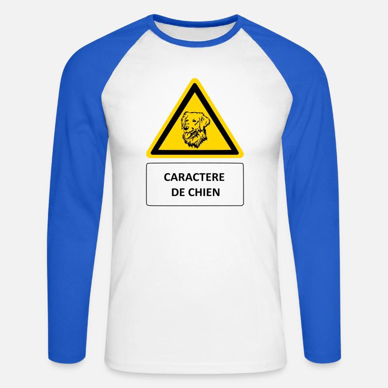Hundecharakter - Unisex Baseballshirt langarm - Weiß/Royalblau