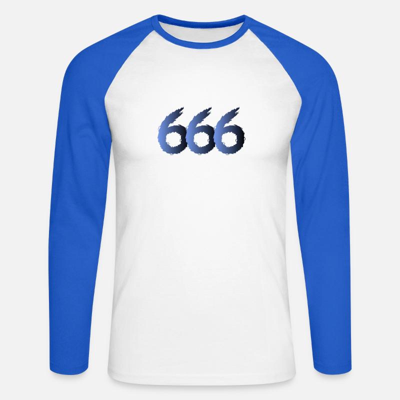 666 Satan Symbol - Devil - Evil - Unisex Long Sleeve Baseball T-Shirt - white/royal blue