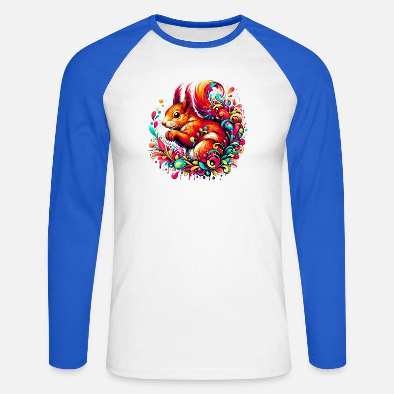 Eichhörnchen - Unisex Baseballshirt langarm - Weiß/Royalblau