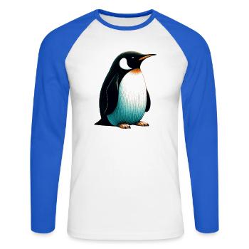 Penguin - Unisex Long Sleeve Baseball T-Shirt - white/royal blue - Front - Nik (191cm)