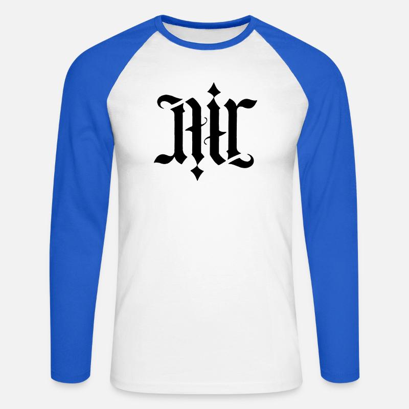 Ambigramm - Air  - Unisex Baseballshirt langarm - Weiß/Royalblau