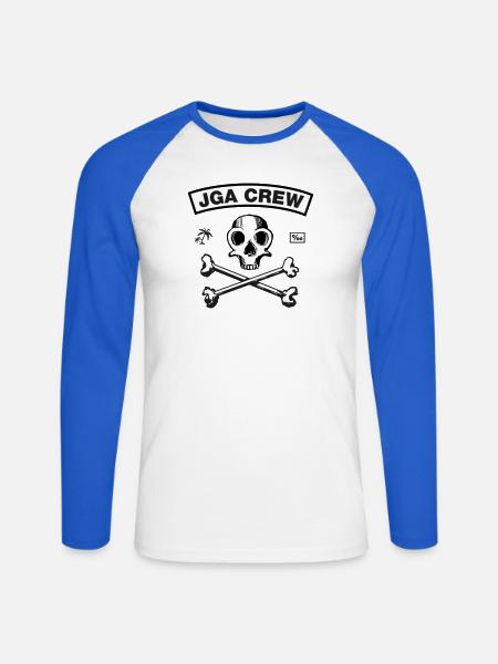 JGA Crew - Skull and Bones - Unisex Baseballshirt langarm - Weiß/Royalblau