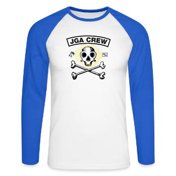 Équipage de la JGA - Skull and Bones - T-shirt baseball manches longues Homme - blanc/bleu royal - Devant - Nik (191cm)