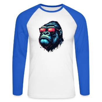 Gorilla - Unisex Long Sleeve Baseball T-Shirt - white/royal blue - Front - Nik (191cm)