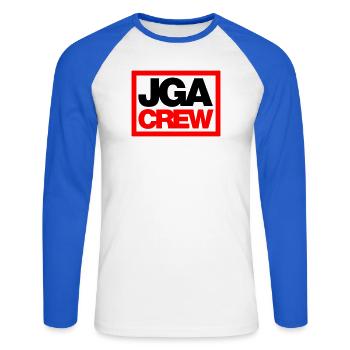 Bachelor Party Crew - Emblem - Unisex Long Sleeve Baseball T-Shirt - white/royal blue - Front - Nik (191cm)