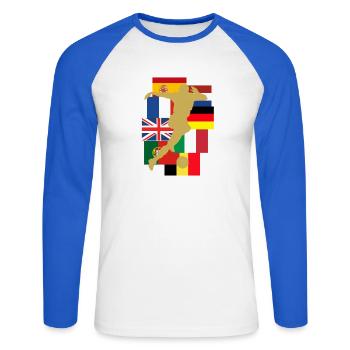 Coupe de football des équipes nationales - T-shirt baseball manches longues Homme - blanc/bleu royal - Devant - Nik (191cm)