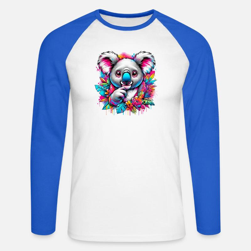 Koala - Unisex Baseballshirt langarm - Weiß/Royalblau
