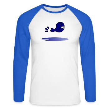 HOLIDAY. HAPPY HOLIDAYS. MISTRESS. MASTER. TEACHER - Unisex Long Sleeve Baseball T-Shirt - white/royal blue - Front - Nik (191cm)