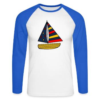 HOLIDAY. HAPPY HOLIDAYS. MISTRESS. MASTER. TEACHER - Unisex Long Sleeve Baseball T-Shirt - white/royal blue - Front - Nik (191cm)
