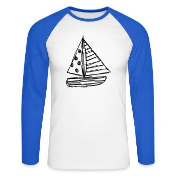 HOLIDAY. HAPPY HOLIDAYS. MISTRESS. MASTER. TEACHER - Unisex Long Sleeve Baseball T-Shirt - white/royal blue - Front - Nik (191cm)