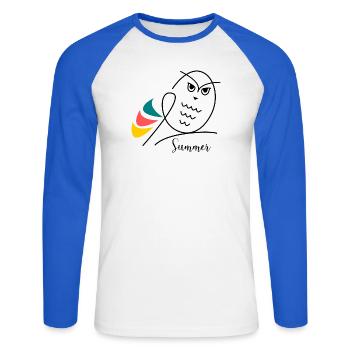 HOLIDAY. HAPPY HOLIDAYS. MISTRESS. MASTER. TEACHER - Unisex Long Sleeve Baseball T-Shirt - white/royal blue - Front - Nik (191cm)