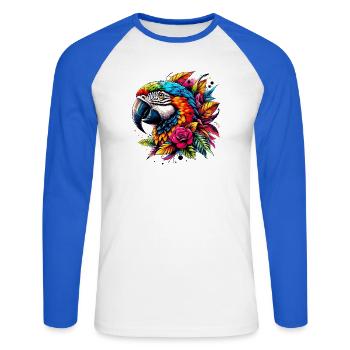 Perroquet - T-shirt baseball manches longues Homme - blanc/bleu royal - Devant - Nik (191cm)