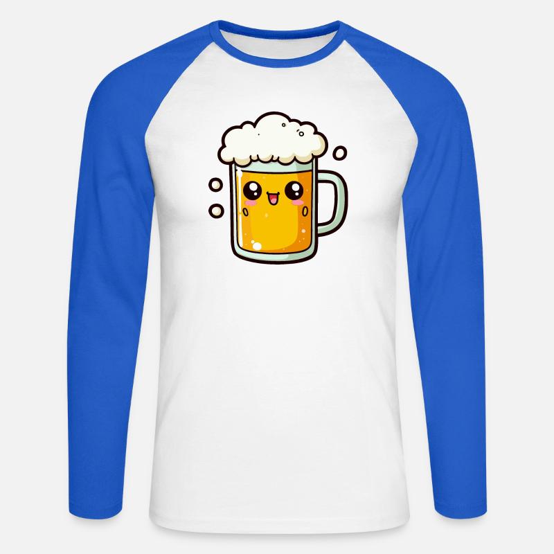 Comic Bier - Unisex Baseballshirt langarm - Weiß/Royalblau