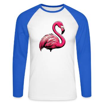 Flamant - T-shirt baseball manches longues Homme - blanc/bleu royal - Devant - Nik (191cm)