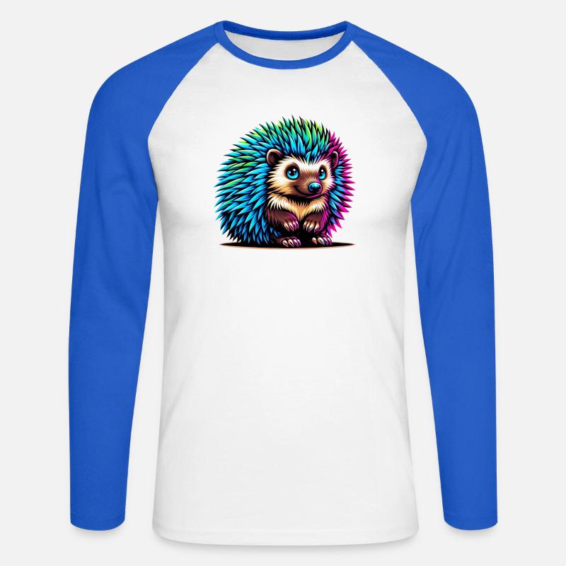 Igel - Unisex Baseballshirt langarm - Weiß/Royalblau