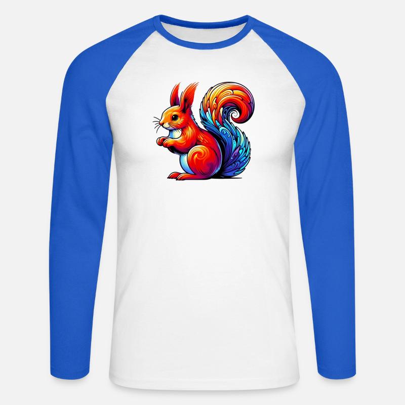 Eichhörnchen - Unisex Baseballshirt langarm - Weiß/Royalblau