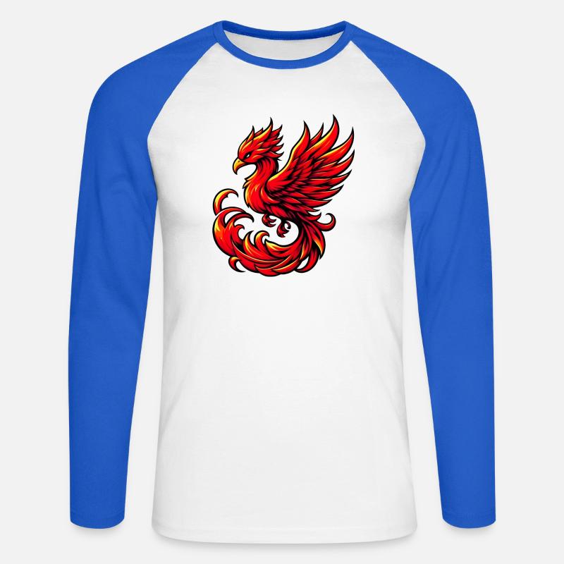 Roter Phönix - Unisex Baseballshirt langarm - Weiß/Royalblau