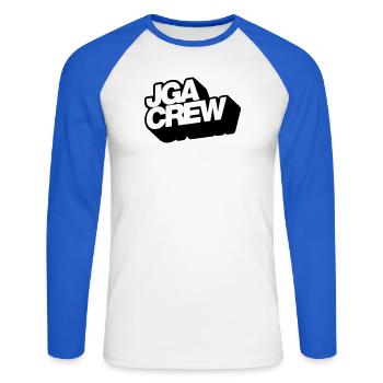 Bachelor Party Crew 3D Typo - Unisex Long Sleeve Baseball T-Shirt - white/royal blue - Front - Nik (191cm)