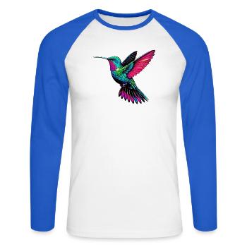 Colibri - T-shirt baseball manches longues Homme - blanc/bleu royal - Devant - Nik (191cm)