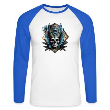 Skull that embodies the mystical aura - Unisex Long Sleeve Baseball T-Shirt - white/royal blue - Front - Nik (191cm)