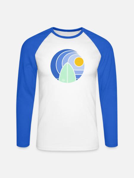 Surf Sundowner III (clean) - Unisex Baseballshirt langarm - Weiß/Royalblau