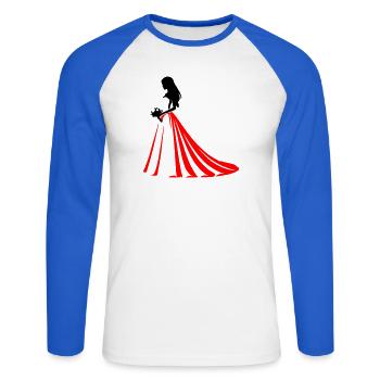 Mariée - T-shirt baseball manches longues Homme - blanc/bleu royal - Devant - Nik (191cm)
