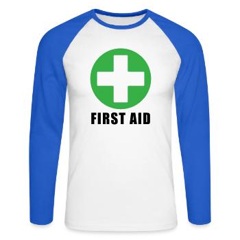 First Aid Medical Cross Sicherheitssymbol Vektor-Symbol - Unisex Baseballshirt langarm - Weiß/Royalblau - Vorne - Nik (191cm)